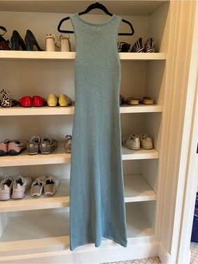 Princess Polly Shimmery Light Aqua Maxi Dress